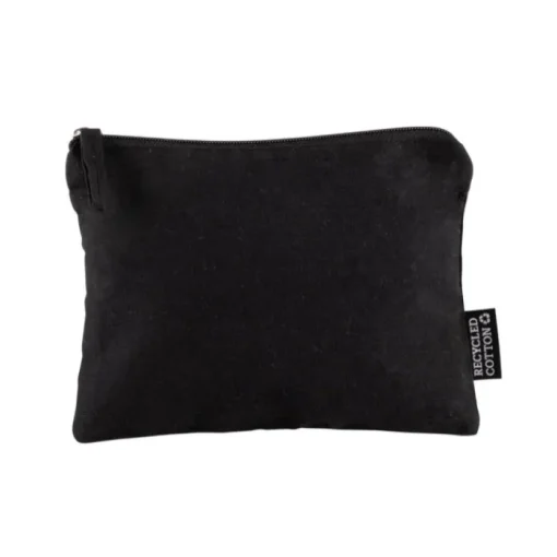 Gift Campaign Pochette nera in cotone riciclato da 230 g/m² con tirante abbinato> Pochette Personalizzate