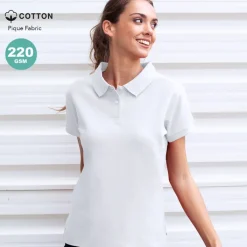 Gift Campaign Polo bianca da donna con 2 bottoni in 100% cotone piqué 220 g/m2> Polo Personalizzate