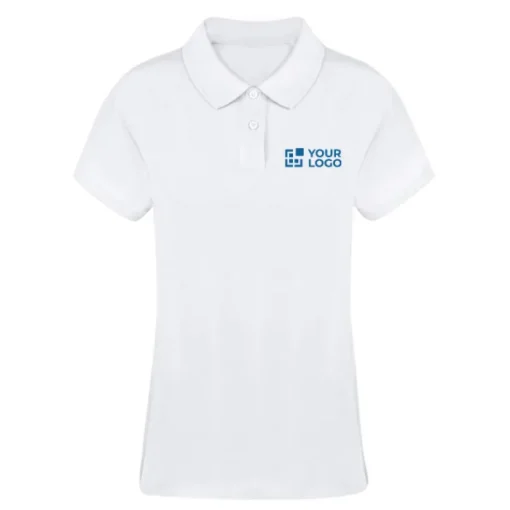 Gift Campaign Polo bianca da donna con 2 bottoni in 100% cotone piqué 220 g/m2> Polo Personalizzate
