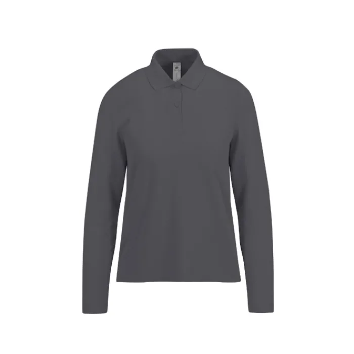 Gift Campaign Polo classica da donna a maniche lunghe in cotone piqué 180 g/m2 B&C> Polo Personalizzate