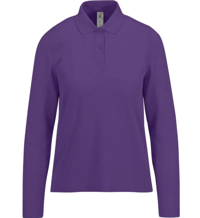 Gift Campaign Polo classica da donna a maniche lunghe in cotone piqué 180 g/m2 B&C> Polo Personalizzate