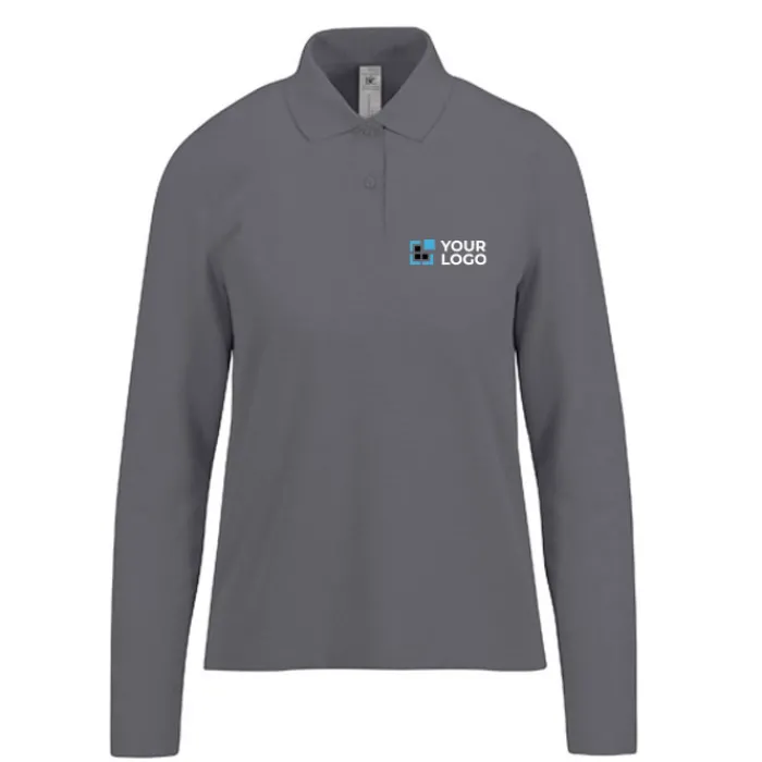 Gift Campaign Polo classica da donna a maniche lunghe in cotone piqué 180 g/m2 B&C> Polo Personalizzate