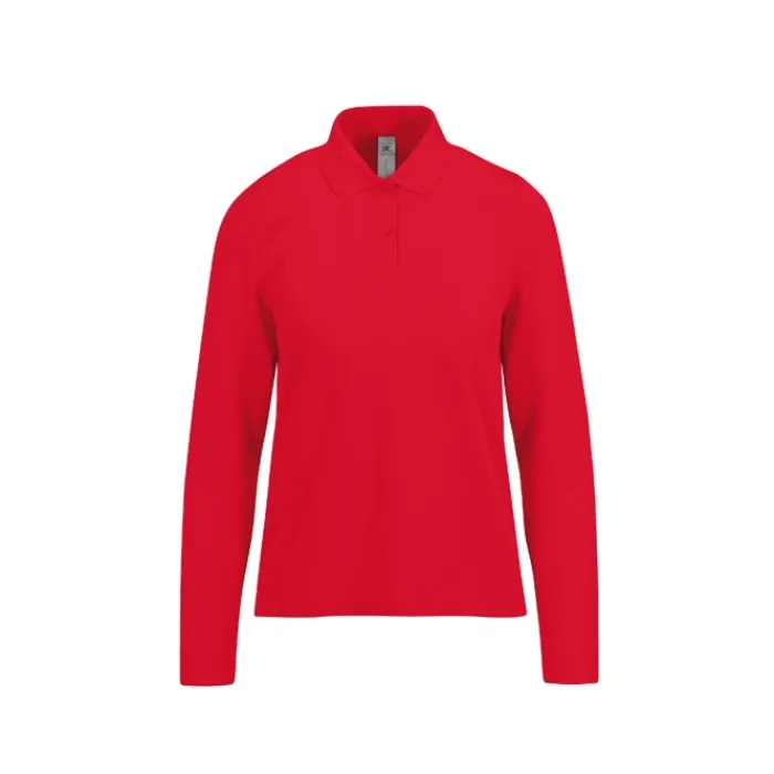 Gift Campaign Polo classica da donna a maniche lunghe in cotone piqué 180 g/m2 B&C> Polo Personalizzate