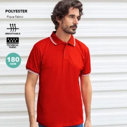 Gift Campaign Polo con dettaglio colorato su colletto e maniche in poliestere 180g/m2> Polo Personalizzate