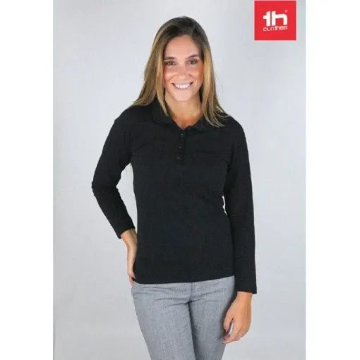 Gift Campaign Polo donna a maniche lunghe in cotone piquet cardato 210g/m2 THC Bern> Polo Personalizzate