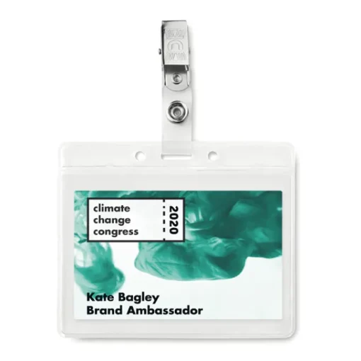 Gift Campaign Porta badge promozionale in PVC clip metallica ClipOn> Gadget Per Medici E Infermieri|Lanyard E Porta Badge Personalizzati