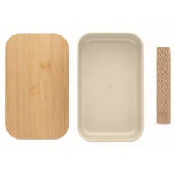 Gift Campaign Porta pranzo in PLA con coperchio in bambù e chiusura elastica 1L></noscript> Porta Pranzo