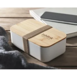 Gift Campaign Porta pranzo in PLA con coperchio in bambù e chiusura elastica 1L></noscript> Porta Pranzo