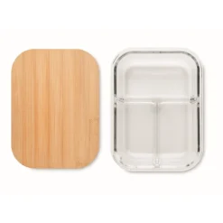 Gift Campaign Porta pranzo in vetro da 800 ml con 3 scomparti e coperchio in bambù></noscript> Porta Pranzo