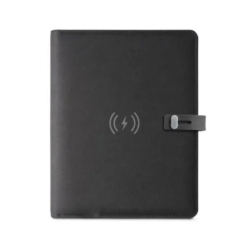 Gift Campaign Portablocco con logo A5 caricatore wireless e tasca smartphone Charger> Portadocumenti Personalizzati