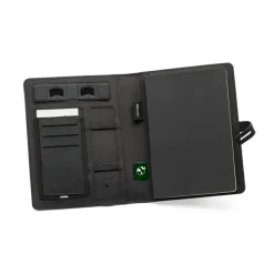 Gift Campaign Portablocco con logo A5 caricatore wireless e tasca smartphone Charger></noscript> Portadocumenti Personalizzati