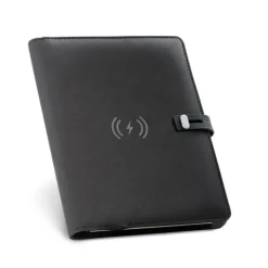 Gift Campaign Portablocco con logo A5 caricatore wireless e tasca smartphone Charger></noscript> Portadocumenti Personalizzati