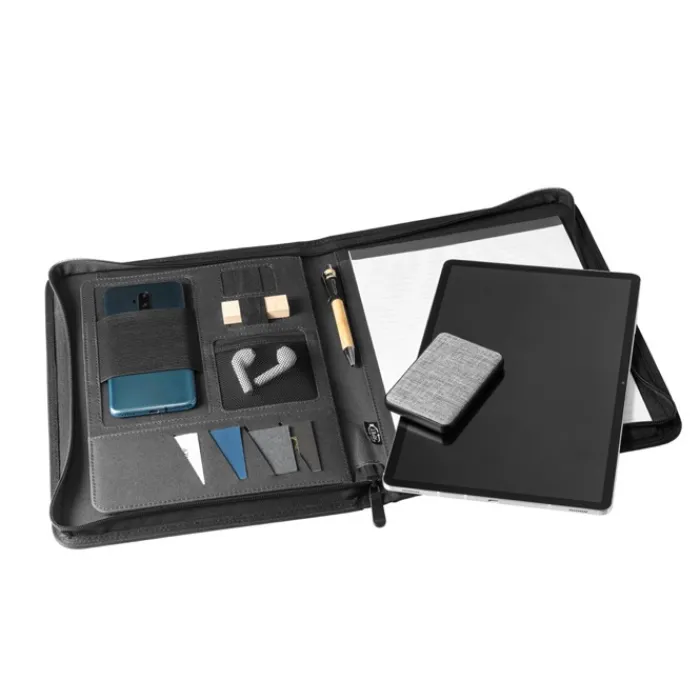 Gift Campaign Portablocco personalizzato A4 più scomparti smartphone Workshop RPET> Portadocumenti Personalizzati