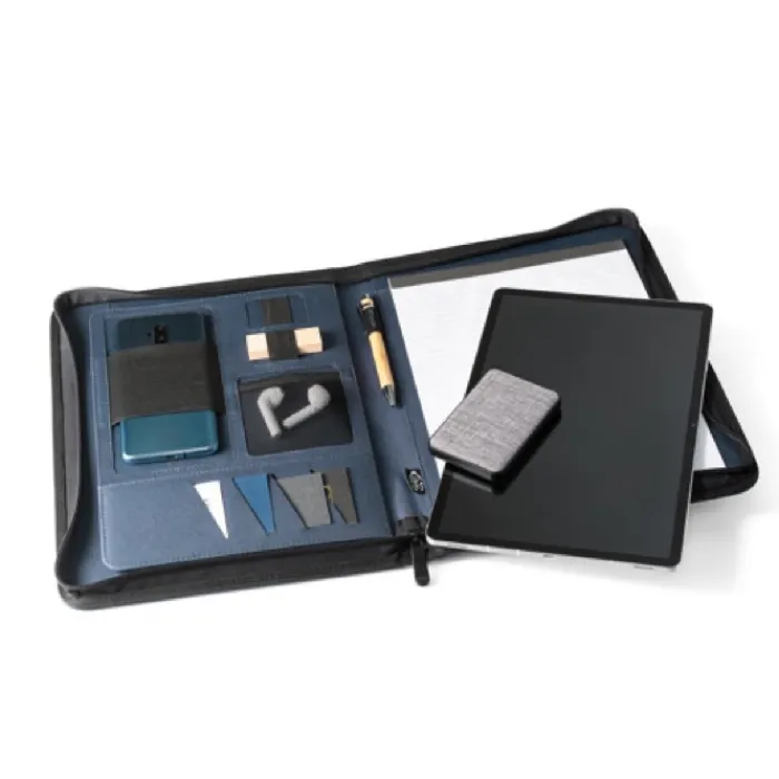 Gift Campaign Portablocco personalizzato A4 più scomparti smartphone Workshop RPET> Portadocumenti Personalizzati