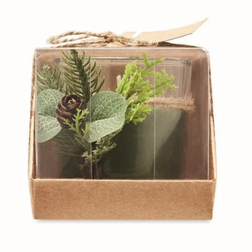 Gift Campaign Portacandela di vetro con decorazione boschiva in scatolina Forest> Gadget Natalizi