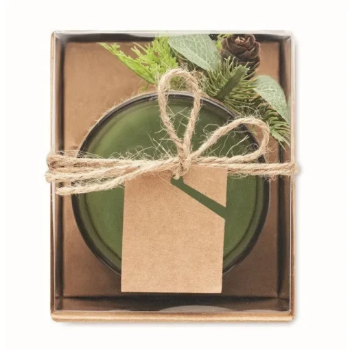 Gift Campaign Portacandela di vetro con decorazione boschiva in scatolina Forest> Gadget Natalizi