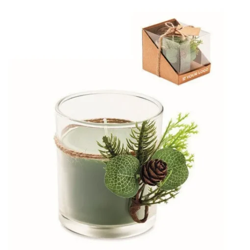 Gift Campaign Portacandela di vetro con decorazione boschiva in scatolina Forest> Gadget Natalizi