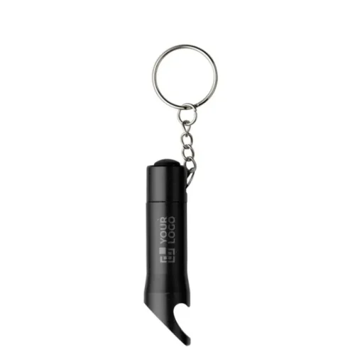Gift Campaign Portachiavi apribottiglie in ​​alluminio con logo e torcia a 3 LED> Portachiavi Apribottiglie