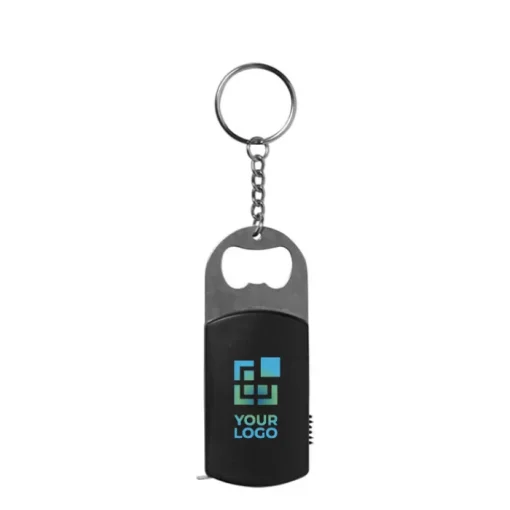 Gift Campaign Portachiavi apribottiglie personalizzati con torcia a Led e metro da 1m> Portachiavi Apribottiglie