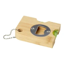 Gift Campaign Portachiavi apribottiglie in bambù FSC con livella a bolla d'aria></noscript> Portachiavi Apribottiglie
