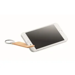 Gift Campaign Portachiavi aziendale in bambù con supporto smartphone Phone Support> Portachiavi In Legno