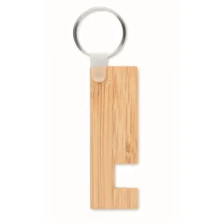 Gift Campaign Portachiavi aziendale in bambù con supporto smartphone Phone Support> Portachiavi In Legno