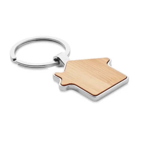 Gift Campaign Portachiavi con logo a forma di casa in bambù e lega di zinco Bamboo Home> Portachiavi In Legno