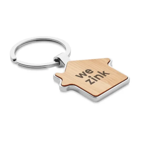 Gift Campaign Portachiavi con logo a forma di casa in bambù e lega di zinco Bamboo Home> Portachiavi In Legno