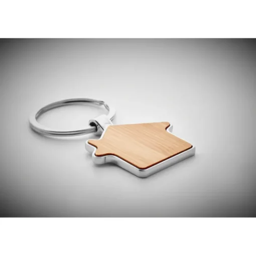 Gift Campaign Portachiavi con logo a forma di casa in bambù e lega di zinco Bamboo Home> Portachiavi In Legno