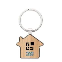 Gift Campaign Portachiavi con logo a forma di casa in bambù e lega di zinco Bamboo Home></noscript> Portachiavi In Legno