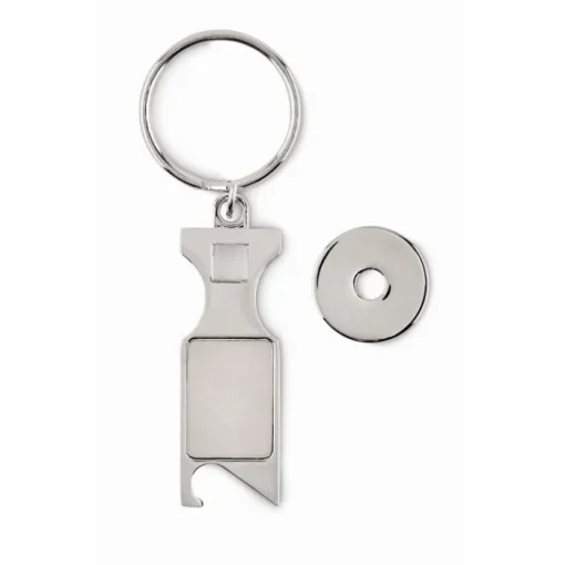 Gift Campaign Portachiavi con logo apribottiglie con gettone carrello spesa Token> Portachiavi In Metallo