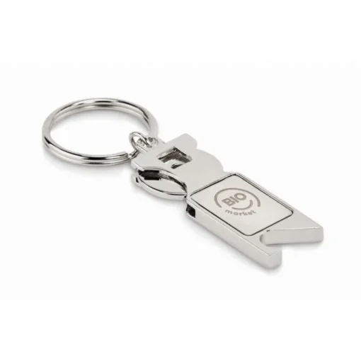 Gift Campaign Portachiavi con logo apribottiglie con gettone carrello spesa Token> Portachiavi In Metallo