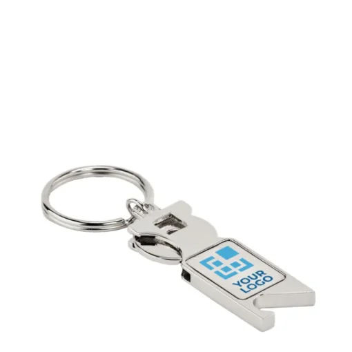 Gift Campaign Portachiavi con logo apribottiglie con gettone carrello spesa Token> Portachiavi In Metallo
