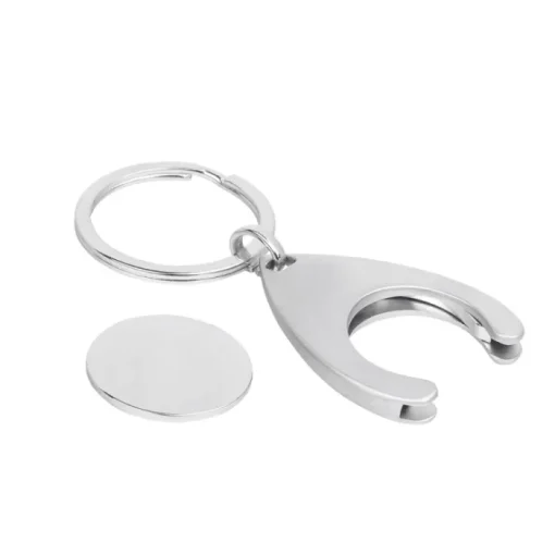 Gift Campaign Portachiavi con logo in metallo con gettone carrello spesa Cartcoin> Portachiavi In Metallo