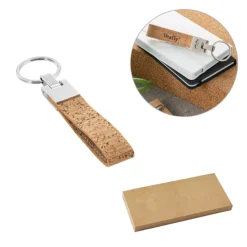 Gift Campaign Portachiavi con logo in sughero e placca in metallo per incisione Cork></noscript> Portachiavi In Legno