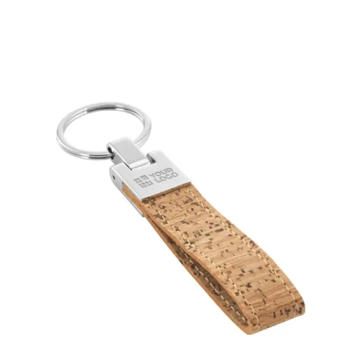 Gift Campaign Portachiavi con logo in sughero e placca in metallo per incisione Cork> Portachiavi In Legno
