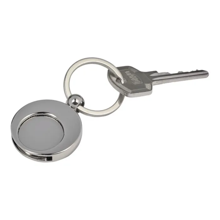 Gift Campaign Portachiavi con logo rotondo in metallo con gettone carrello KeyCoin> Portachiavi In Metallo