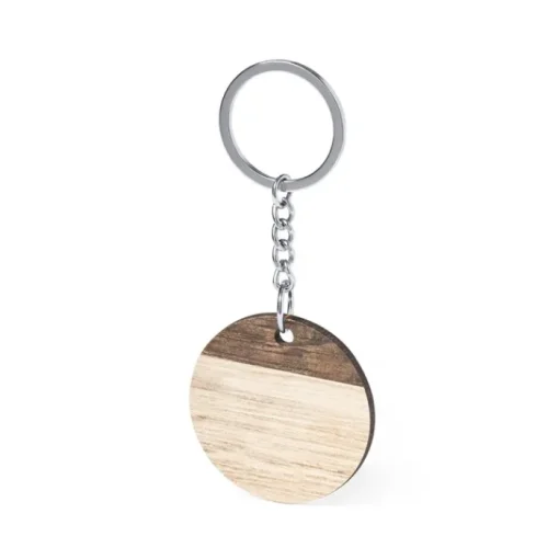 Gift Campaign Portachiavi con logo rotondo bicolore con anello SimpleWood> Portachiavi In Legno