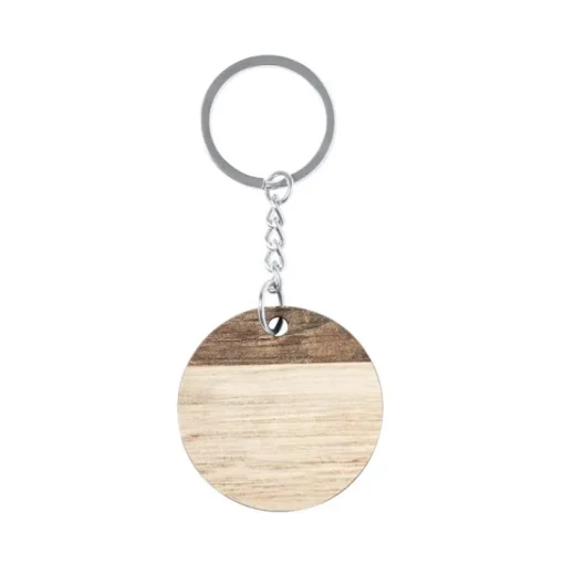 Gift Campaign Portachiavi con logo rotondo bicolore con anello SimpleWood> Portachiavi In Legno