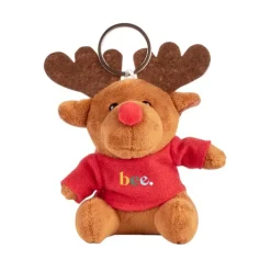 Gift Campaign Portachiavi con renna di peluche con maglietta personalizzabile> Gadget Natalizi