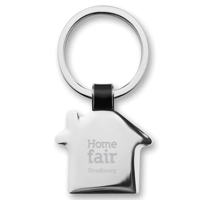 Gift Campaign Portachiavi gadget metallico lucido a forma di casetta Domus> Portachiavi In Metallo