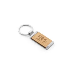 Gift Campaign Portachiavi in bambù a forma rettangolare con involucro in metallo></noscript> Portachiavi In Legno