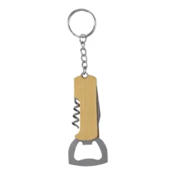 Gift Campaign Portachiavi in bambù con apribottiglie, coltellino e cavatappi> Portachiavi Apribottiglie