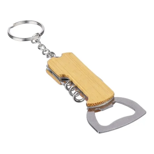 Gift Campaign Portachiavi in bambù con apribottiglie, coltellino e cavatappi> Portachiavi Apribottiglie