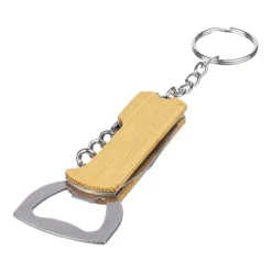 Gift Campaign Portachiavi in bambù con apribottiglie, coltellino e cavatappi></noscript> Portachiavi Apribottiglie