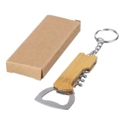 Gift Campaign Portachiavi in bambù con apribottiglie, coltellino e cavatappi></noscript> Portachiavi Apribottiglie