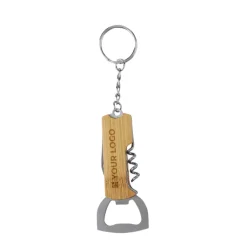 Gift Campaign Portachiavi in bambù con apribottiglie, coltellino e cavatappi></noscript> Portachiavi Apribottiglie