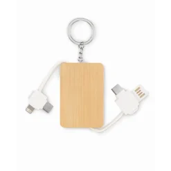Gift Campaign Portachiavi in bambù con cavetto di ricarica retrattile e 4 connettori></noscript> Portachiavi In Legno