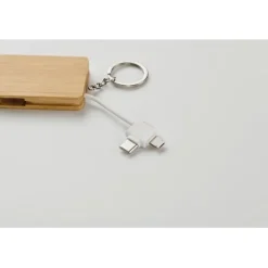 Gift Campaign Portachiavi in bambù con cavetto di ricarica retrattile e 4 connettori></noscript> Portachiavi In Legno