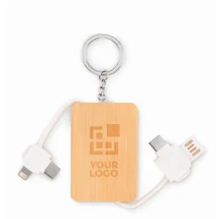 Gift Campaign Portachiavi in bambù con cavetto di ricarica retrattile e 4 connettori></noscript> Portachiavi In Legno